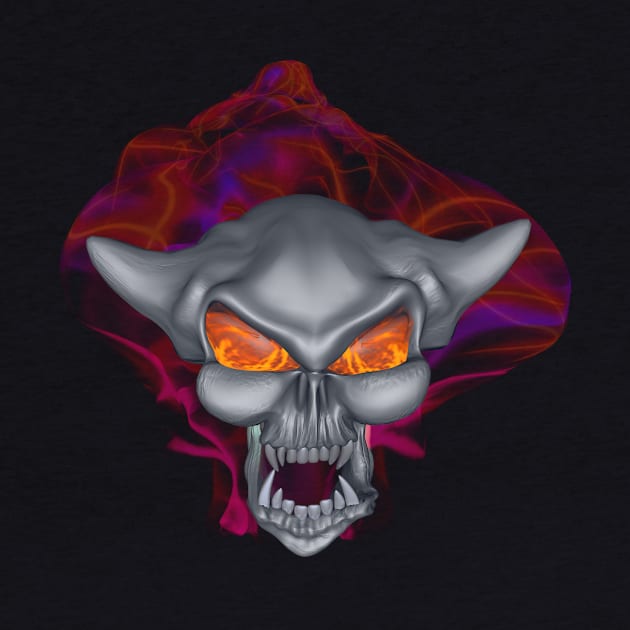 Flaming Demon Skull by Wakingdream